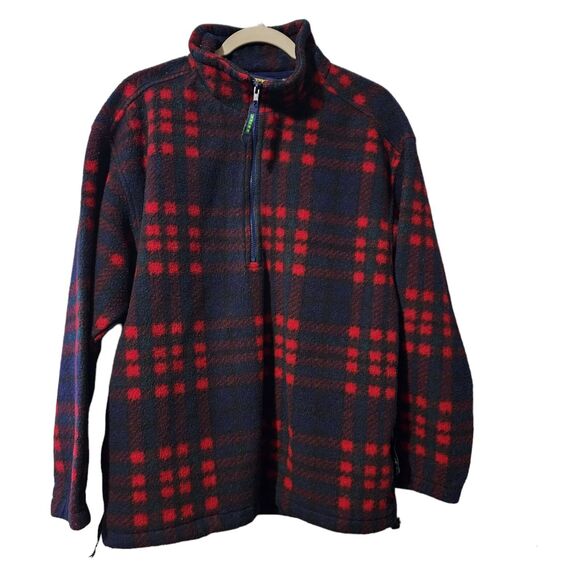 Eddie Bauer EBTEK Polartec Red Black 1/4 Zip Fleece Pullover Men's sz M - Picture 1 of 7